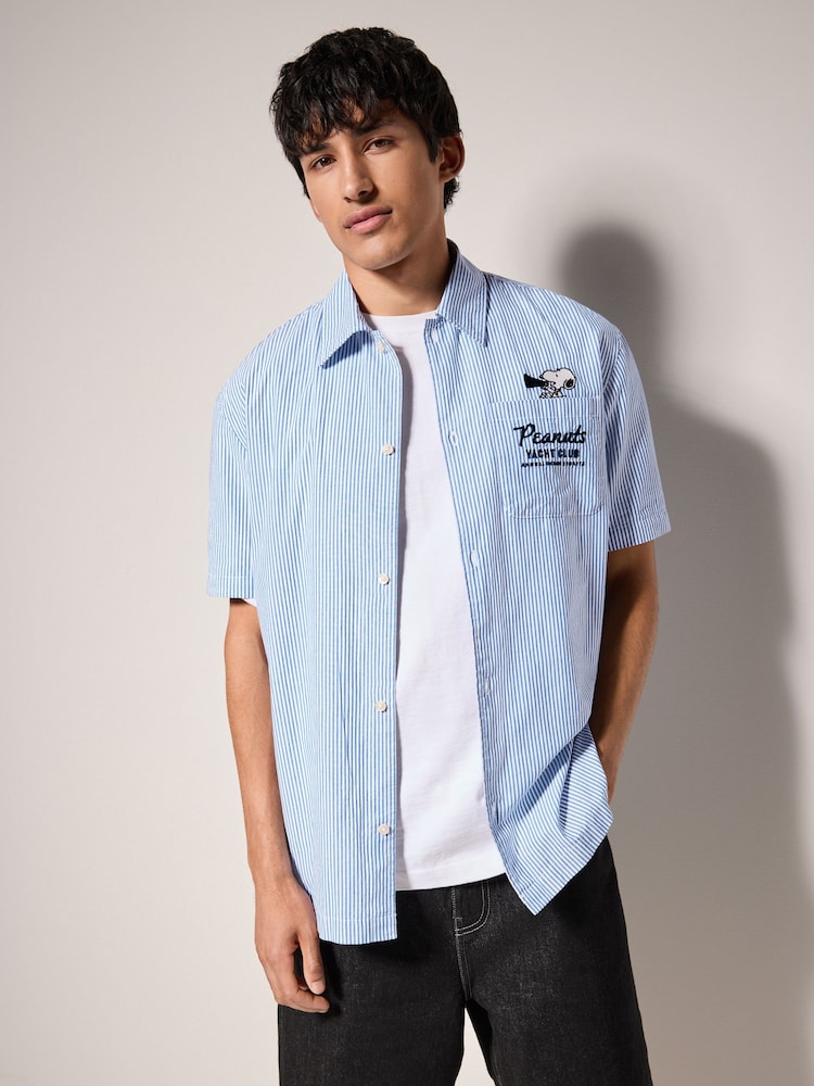 Blue Snoopy Printed Short Sleeve Shirt - Image 3 of 9