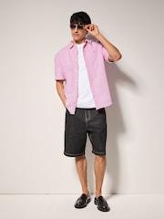 Pink Stripe Seersucker Short Sleeve Shirt - Image 2 of 8