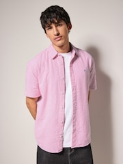 Pink Stripe Seersucker Short Sleeve Shirt - Image 4 of 8