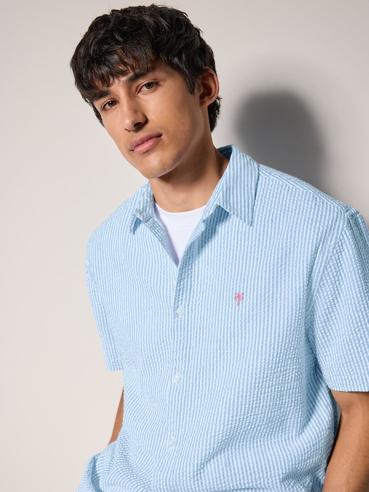 Blue Stripe Seersucker Short Sleeve Shirt - Image 1 of 8