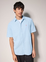 Blue Stripe Seersucker Short Sleeve Shirt - Image 4 of 8
