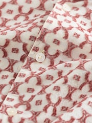Red Trellis Textured Short Sleeve 100% Cotton Shirt - Image 6 of 7