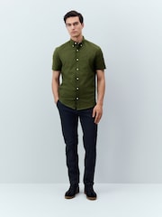 Olive Green Stretch Oxford Short Sleeve Shirt - Image 1 of 8