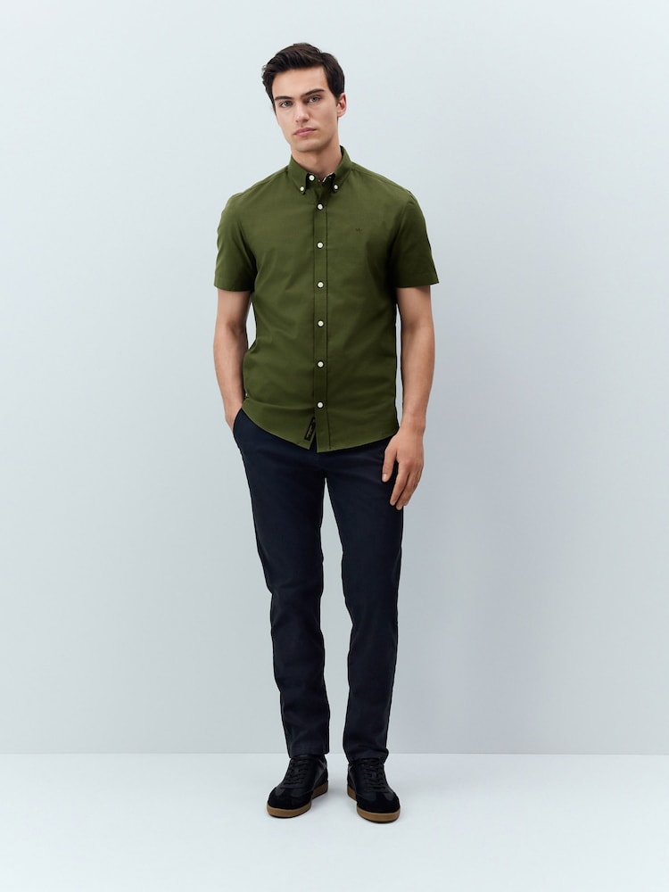 Olive Green Stretch Oxford Short Sleeve Shirt - Image 1 of 8