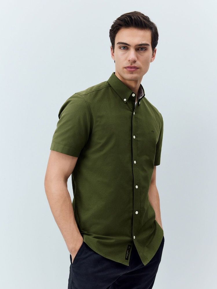 Olive Green Stretch Oxford Short Sleeve Shirt - Image 2 of 8