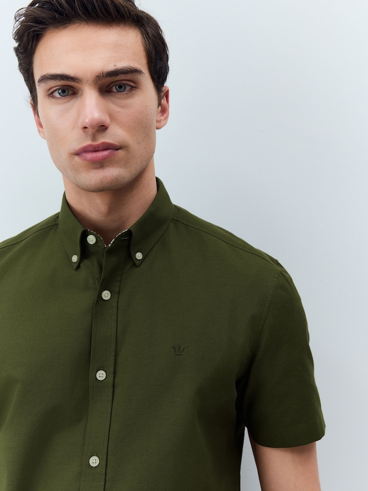 walmart mens dress shirts Olive Green Dress Shirt | The Lemongrass - Hunter Army Emerald Green Men's Collared Button Up Shirt