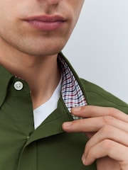 Olive Green Stretch Oxford Short Sleeve Shirt - Image 5 of 8