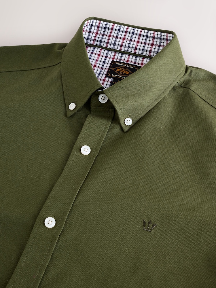 Olive Green Stretch Oxford Short Sleeve Shirt - Image 8 of 8