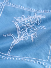 Blue Floral Embroidered Short Sleeve 100% Cotton Shirt - Image 8 of 8