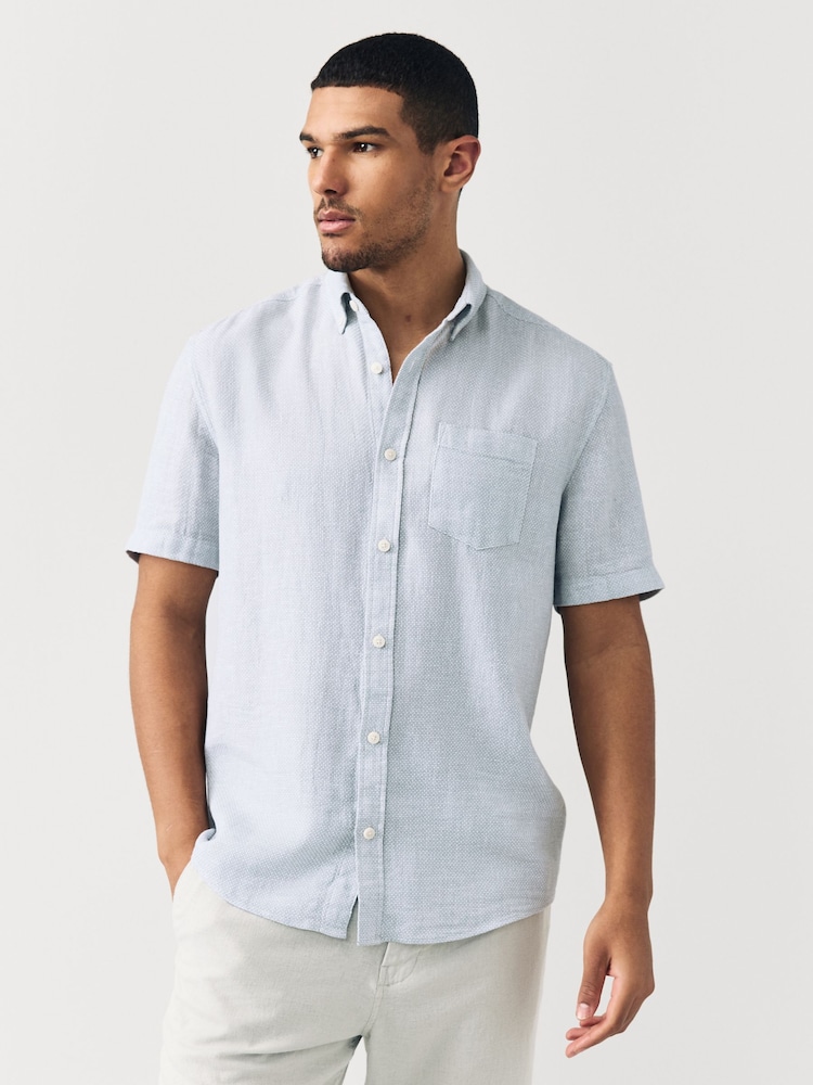 Multi Cotton Linen Blend Short Sleeve Shirt Multipack - Image 2 of 12