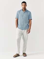 Multi Cotton Linen Blend Short Sleeve Shirt Multipack - Image 4 of 12