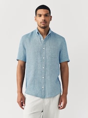 Multi Cotton Linen Blend Short Sleeve Shirt Multipack - Image 5 of 12