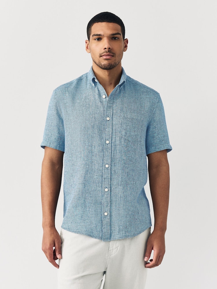 Multi Cotton Linen Blend Short Sleeve Shirt Multipack - Image 5 of 12