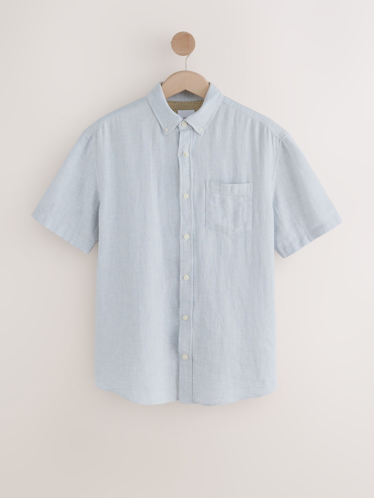 Multi Cotton Linen Blend Short Sleeve Shirt Multipack - Image 9 of 12