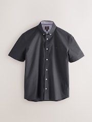 Charcoal Grey Stretch Oxford Short Sleeve Shirt - Image 6 of 8