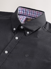 Charcoal Grey Stretch Oxford Short Sleeve Shirt - Image 8 of 8
