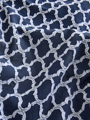 Navy Blue Trellis Textured Short Sleeve 100% Cotton Shirt - Image 8 of 8