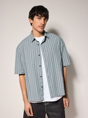 Black & White Edit Micro Check Short Sleeve Shirt - Image 2 of 8