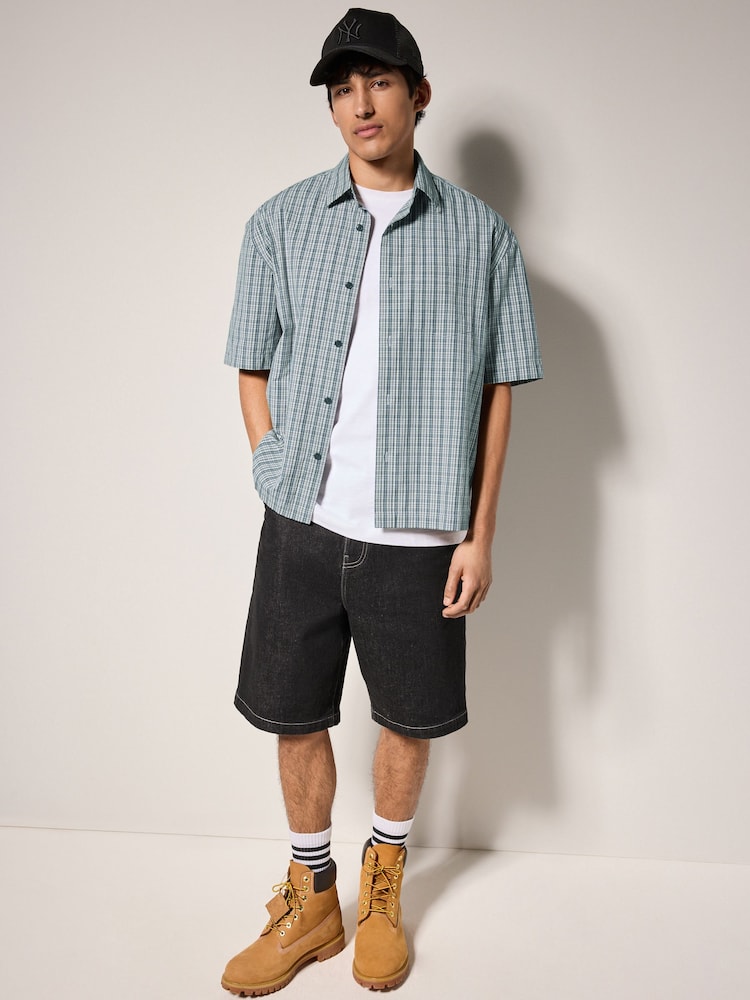 Black & White Edit Micro Check Short Sleeve Shirt - Image 4 of 8