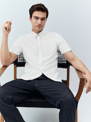 White Stretch Oxford Short Sleeve Shirt - Image 1 of 8