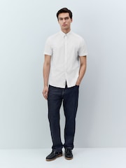 White Stretch Oxford Short Sleeve Shirt - Image 3 of 8