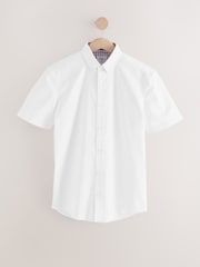 White Stretch Oxford Short Sleeve Shirt - Image 6 of 8