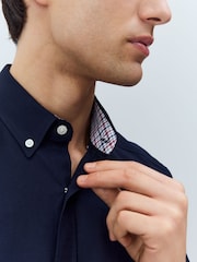 Navy Blue Stretch Oxford Short Sleeve Shirt - Image 1 of 7