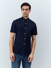 Navy Blue Stretch Oxford Short Sleeve Shirt - Image 2 of 7