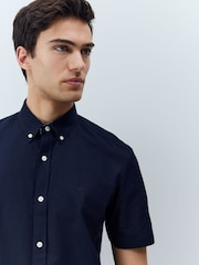 Navy Blue Stretch Oxford Short Sleeve Shirt - Image 4 of 7