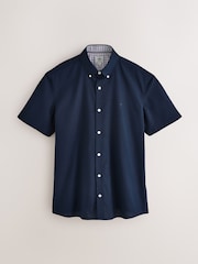 Navy Blue Stretch Oxford Short Sleeve Shirt - Image 5 of 7