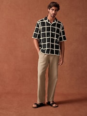 Black/White Crochet Textured Short Sleeve Shirt - Image 2 of 9
