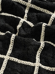Black/White Crochet Textured Short Sleeve Shirt - Image 8 of 9