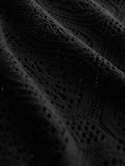 Черный - Short Sleeve Crochet Shirt with Cuban Collar - Изображение 9 из 10