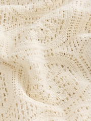 Светло-бежевый - Short Sleeve Crochet Shirt with Cuban Collar - Изображение 6 из 7