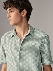 Green Textured Crochet Short Sleeve Shirt - Image 1 of 8