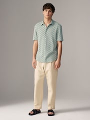Green Textured Crochet Short Sleeve Shirt - Image 2 of 8