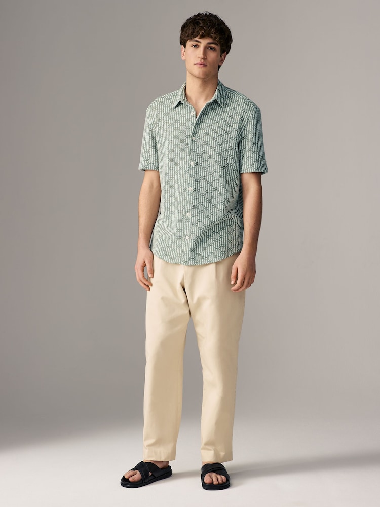 Green Textured Crochet Short Sleeve Shirt - Image 2 of 8