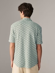 Green Textured Crochet Short Sleeve Shirt - Image 3 of 8