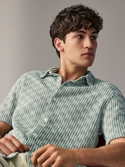 Green Textured Crochet Short Sleeve Shirt - Image 6 of 8