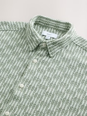 Green Textured Crochet Short Sleeve Shirt - Image 7 of 8