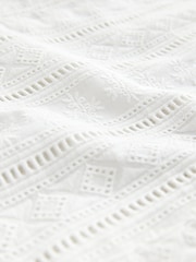 Ecru Cream 100% Cotton Textured Broderie Short Sleeve Shirt - Image 8 of 8