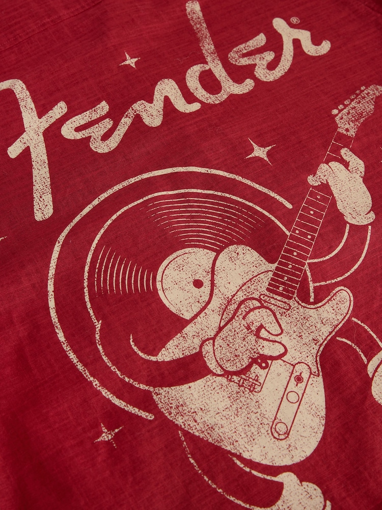 Red Fender Back Printed Short Sleeve 100% Cotton Shirt - Image 11 of 11 Red Fender Back Printed Short Sleeve 100% Cotton Shirt - Image 11 of 11