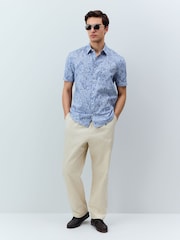 Blue Jacquard Printed Short Sleeve Shirt - Image 2 of 7