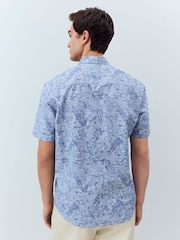 Blue Jacquard Printed Short Sleeve Shirt - Image 3 of 7