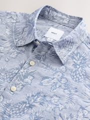 Blue Jacquard Printed Short Sleeve Shirt - Image 7 of 7