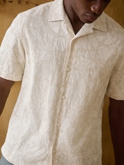 Neutral Jacquard Printed Short Sleeve Shirt - Image 1 of 7