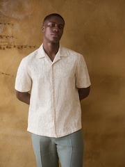 Neutral Jacquard Printed Short Sleeve Shirt - Image 2 of 7