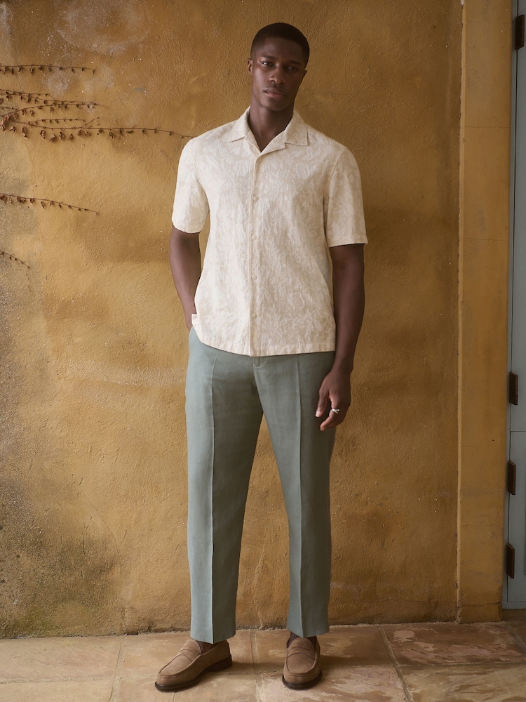 Neutral Jacquard Printed Short Sleeve Shirt - Image 4 of 7