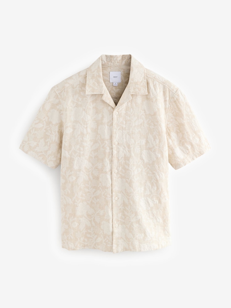 Neutral Jacquard Printed Short Sleeve Shirt - Image 5 of 7