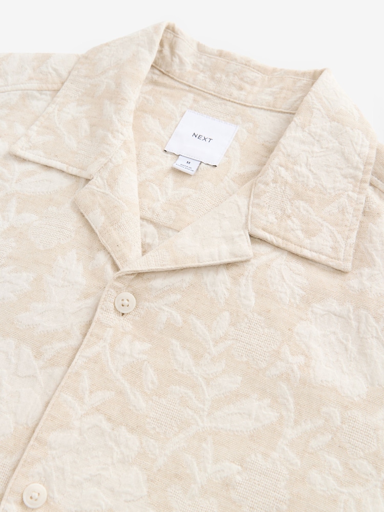 Neutral Jacquard Printed Short Sleeve Shirt - Image 6 of 7